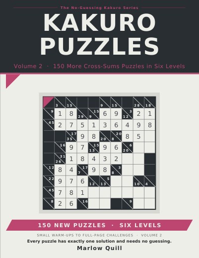 Front cover of Kakuro Puzzles Volume 2: 150 More Cross-Sums Puzzles